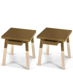 MON PETIT MEUBLE FRANCAIS Tables De Chevet Good Is Beautiful 2 Chevets Laqués Avec Tiroir En Frêne, Plateau 40 Cm