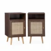 Alice's Garden 2 Tables De Chevet Cannage Couleur Bois Foncé -SURMATELAS Soldes 2 tables de chevet cannage couleur bois fonce