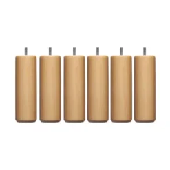 Someo Accessoires Literie 6 Pieds Cylindriques Bois Naturel 15 Cm