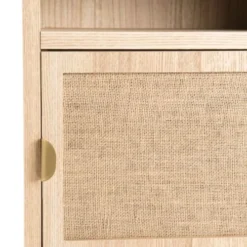 MACABANE Tables De Chevet Chevet 1 Niche 1 Porte Toile De Jute Pieds Métal Doré -SURMATELAS Soldes chevet 1 niche 1 porte toile de jute pieds metal dore 5