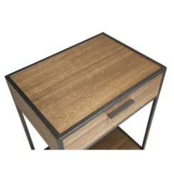 MACABANE Tables De Chevet Chevet 1 Tiroir 1 étagère Bois Sapin Et Métal -SURMATELAS Soldes chevet 1 tiroir 1 etagere bois sapin et metal 2