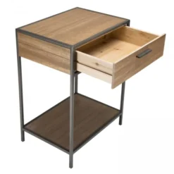MACABANE Tables De Chevet Chevet 1 Tiroir 1 étagère Bois Sapin Et Métal -SURMATELAS Soldes chevet 1 tiroir 1 etagere bois sapin et metal 4
