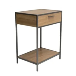 MACABANE Tables De Chevet Chevet 1 Tiroir 1 étagère Bois Sapin Et Métal -SURMATELAS Soldes chevet 1 tiroir 1 etagere bois sapin et metal 5