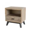 MACABANE Tables De Chevet Chevet 1 Tiroir 1 Niche Beige Pieds En Sapin Noir -SURMATELAS Soldes chevet 1 tiroir 1 niche beige pieds en sapin noir