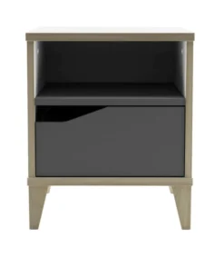 Calicosy Tables De Chevet Chevet 1 Tiroir 1 Niche L36,8 Cm - Blanc Et Gris