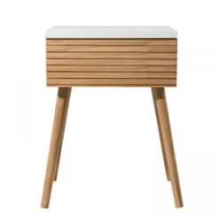 MACABANE Tables De Chevet Chevet 1 Tiroir En Bois Clair Et Blanc -SURMATELAS Soldes chevet 1 tiroir en bois clair et blanc 4
