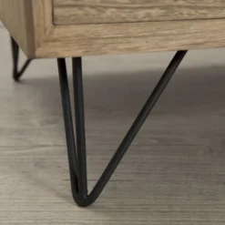 MACABANE Tables De Chevet Chevet 1 Tiroir En Bois Naturel Pieds épingles En Métal Noir -SURMATELAS Soldes chevet 1 tiroir en bois naturel pieds epingles en metal noir 4