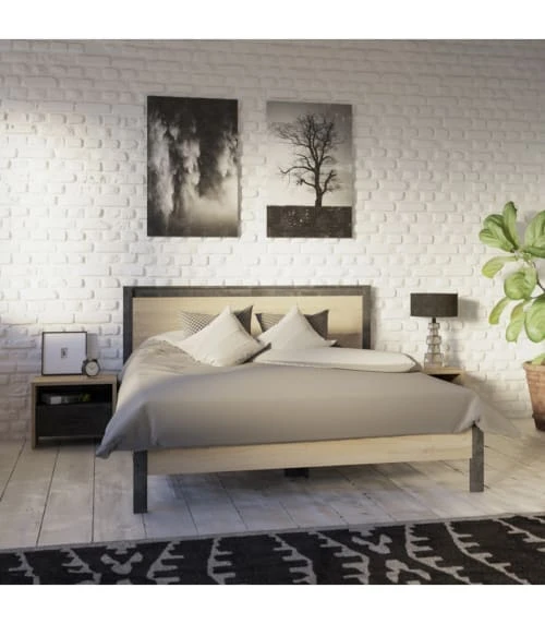 Calicosy Tables De Chevet Chevet 1 Tiroir Et 1 Niche L49.6 Cm - Décor Chêne Et Noir 4 Calicosy Tables De Chevet Chevet 1 Tiroir Et 1 Niche L49.6 Cm - Décor Chêne Et Noir – Image 2