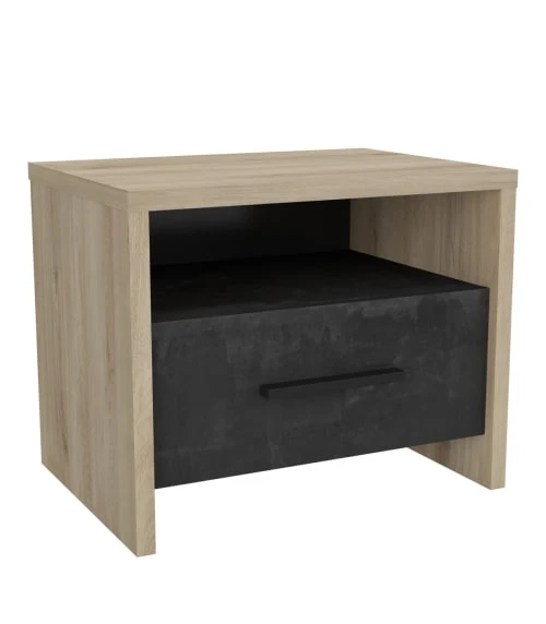 Calicosy Tables De Chevet Chevet 1 Tiroir Et 1 Niche L49.6 Cm - Décor Chêne Et Noir 5 Calicosy Tables De Chevet Chevet 1 Tiroir Et 1 Niche L49.6 Cm - Décor Chêne Et Noir – Image 3