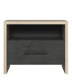 Calicosy Tables De Chevet Chevet 1 Tiroir Et 1 Niche L49.6 Cm - Décor Chêne Et Noir