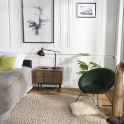 MACABANE Tables De Chevet Chevet 2 Tiroirs Acacia Pieds Métal Noir -SURMATELAS Soldes chevet 2 tiroirs acacia pieds metal noir 3