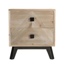 MACABANE Tables De Chevet Chevet 2 Tiroirs Beige Pieds En Sapin Noir -SURMATELAS Soldes chevet 2 tiroirs beige pieds en sapin noir 4