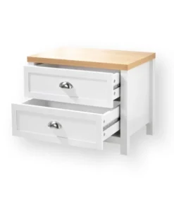 Casâme Tables De Chevet Chevet 2 Tiroirs Blanc Et Décor Chêne L60 Cm -SURMATELAS Soldes chevet 2 tiroirs blanc et decor chene l60 cm 3