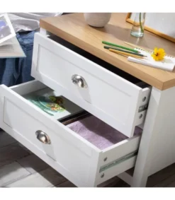 Casâme Tables De Chevet Chevet 2 Tiroirs Blanc Et Décor Chêne L60 Cm -SURMATELAS Soldes chevet 2 tiroirs blanc et decor chene l60 cm 4