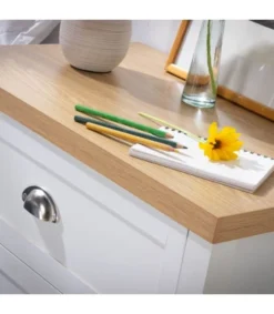 Casâme Tables De Chevet Chevet 2 Tiroirs Blanc Et Décor Chêne L60 Cm -SURMATELAS Soldes chevet 2 tiroirs blanc et decor chene l60 cm 5