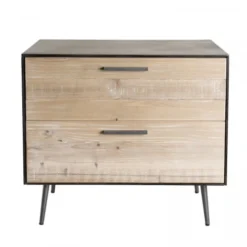 MACABANE Tables De Chevet Chevet 2 Tiroirs Bois Sapin Et Pieds Métal -SURMATELAS Soldes chevet 2 tiroirs bois sapin et pieds metal 2