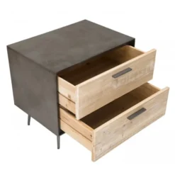 MACABANE Tables De Chevet Chevet 2 Tiroirs Bois Sapin Et Pieds Métal -SURMATELAS Soldes chevet 2 tiroirs bois sapin et pieds metal 4