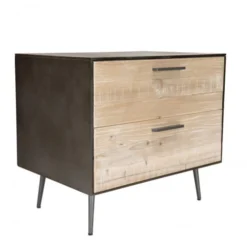 MACABANE Tables De Chevet Chevet 2 Tiroirs Bois Sapin Et Pieds Métal -SURMATELAS Soldes chevet 2 tiroirs bois sapin et pieds metal 5