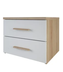 Calicosy Tables De Chevet Good Is Beautiful Chevet 2 Tiroirs Décor Bois Et Blanc L50 Cm -SURMATELAS Soldes chevet 2 tiroirs decor bois et blanc l50 cm 3