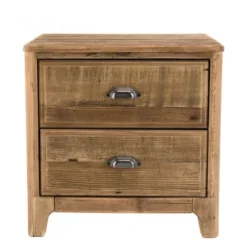 MACABANE Tables De Chevet Chevet 2 Tiroirs En Pin Recyclé -SURMATELAS Soldes chevet 2 tiroirs en pin recycle 4