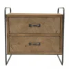 MACABANE Tables De Chevet Chevet 2 Tiroirs Sapin Marqueté Pieds Métal -SURMATELAS Soldes chevet 2 tiroirs sapin marquete pieds metal