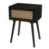 MACABANE Tables De Chevet Chevet En Bois 1 Tiroir Cannage Noir -SURMATELAS Soldes chevet en bois 1 tiroir cannage noir