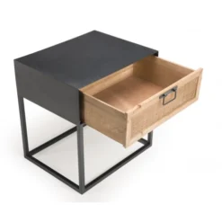 MACABANE Tables De Chevet Chevet En Métal Noir 1 Tiroir Cannage Couleur Naturelle -SURMATELAS Soldes chevet en metal noir 1 tiroir cannage couleur naturelle 4