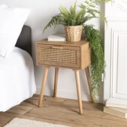 MACABANE Tables De Chevet Chevet En Pin Couleur Naturelle 1 Tiroir Cannage -SURMATELAS Soldes chevet en pin couleur naturelle 1 tiroir cannage 2