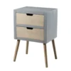 MACABANE Tables De Chevet Chevet En Pin Gris 2 Tiroirs Beige -SURMATELAS Soldes chevet en pin gris 2 tiroirs beige