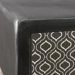 MACABANE Tables De Chevet Chevet En Pin Noir 1 Tiroir Motifs Noirs Et Blancs -SURMATELAS Soldes chevet en pin noir 1 tiroir motifs noirs et blancs 2