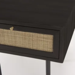 MACABANE Tables De Chevet Chevet Noir 1 Tiroir Cannage -SURMATELAS Soldes chevet noir 1 tiroir cannage 3