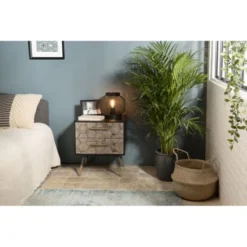 MACABANE Tables De Chevet Chevet Noir 2 Tiroirs En Sapin Marqueté Pieds Métal Doré -SURMATELAS Soldes chevet noir 2 tiroirs en sapin marquete pieds metal dore 1