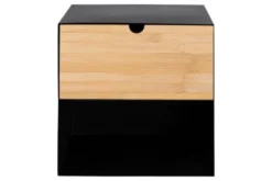 Hellin Tables De Chevet Chevet Suspendu Cube En Métal Et Bambou 1 Tiroir 1 Niche