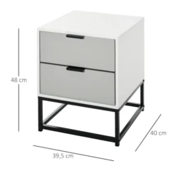 Homcom Tables De Chevet Chevet Table De Nuit 2 Tiroirs Piètement Métal Noir Gris Blanc -SURMATELAS Soldes chevet table de nuit 2 tiroirs pietement metal noir gris blanc 2