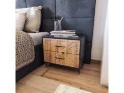 Toilinux Tables De Chevet DIRKA - Table De Chevet Anthracite Pin -SURMATELAS Soldes dirka table de chevet anthracite pin 1