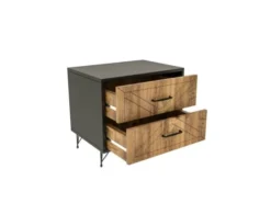 Toilinux Tables De Chevet DIRKA - Table De Chevet Anthracite Pin -SURMATELAS Soldes dirka table de chevet anthracite pin 2