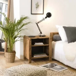 MACABANE Tables De Chevet Etagère 2 Niveaux En Pin Recyclé -SURMATELAS Soldes etagere 2 niveaux en pin recycle 1