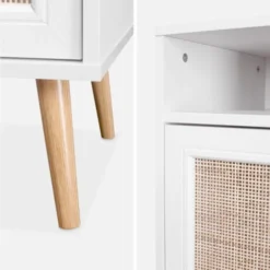 Alice's Garden Lot De 2 Tables De Chevet En Cannage, Blanc -SURMATELAS Soldes lot de 2 tables de chevet en cannage blanc 4