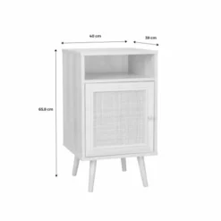 Alice's Garden Lot De 2 Tables De Chevet En Cannage, Blanc -SURMATELAS Soldes lot de 2 tables de chevet en cannage blanc 5