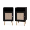 Alice's Garden Lot De 2 Tables De Chevet En Cannage Noir -SURMATELAS Soldes lot de 2 tables de chevet en cannage noir