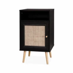 Alice's Garden Lot De 2 Tables De Chevet En Cannage Noir -SURMATELAS Soldes lot de 2 tables de chevet en cannage noir 4