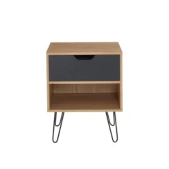 Baita Lot De 2 Tables De Chevet Noir Et Effet Chêne 1 Tiroir -SURMATELAS Soldes lot de 2 tables de chevet noir et effet chene 1 tiroir 3