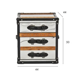 Now’s Home Tables De Chevet Meuble D'appoint 3 Tiroirs En Acier Inoxydable Et Cuir -SURMATELAS Soldes meuble d appoint 3 tiroirs en acier inoxydable et cuir 3