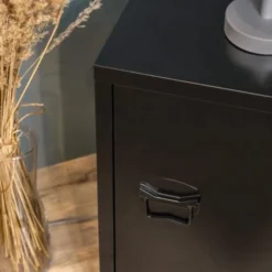 Urban Meuble Tables De Chevet Meuble De Rangement De Chevet En Métal De Style Industriel Noir -SURMATELAS Soldes meuble de rangement de chevet en metal de style industriel noir 4