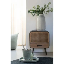 LANADECO Tables De Chevet Table 1 Tiroir Métal Noir Bois Naturel -SURMATELAS Soldes table 1 tiroir metal noir bois naturel 1