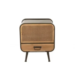 LANADECO Tables De Chevet Table 1 Tiroir Métal Noir Bois Naturel -SURMATELAS Soldes table 1 tiroir metal noir bois naturel 3