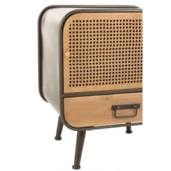 LANADECO Tables De Chevet Table 1 Tiroir Métal Noir Bois Naturel -SURMATELAS Soldes table 1 tiroir metal noir bois naturel 4