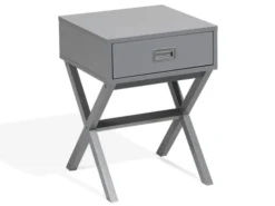 Beliani Tables De Chevet Table Basse Grise Avec Tiroir