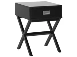 Beliani Tables De Chevet Table Basse Noire Avec Tiroir