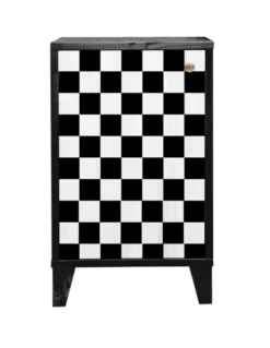 RNT By Really Nice Things Tables De Chevet Table Chevet 1 Porte Laquée Pin Massif Blanc Et Noir.